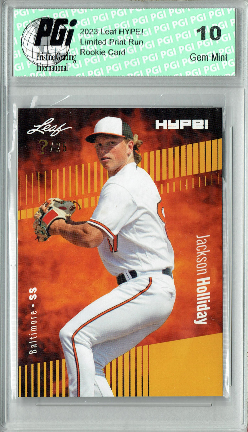 Jackson Holliday 2023 Leaf HYPE! #124A Gold SP, Just 25 Made Rookie Card PGI 10