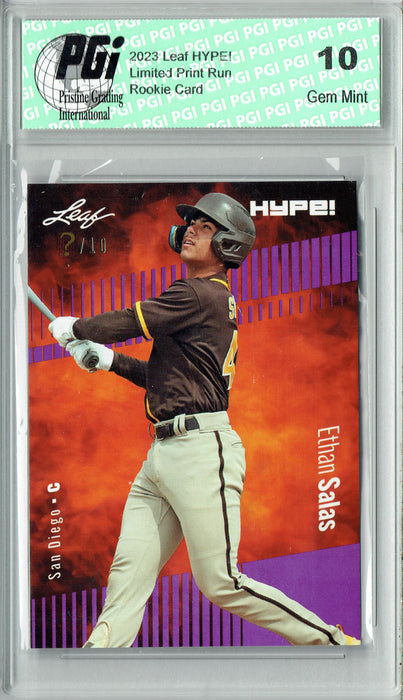 Ethan Salas 2023 Leaf HYPE! #119 Purple SP, Just 10 Made Rookie Card PGI 10