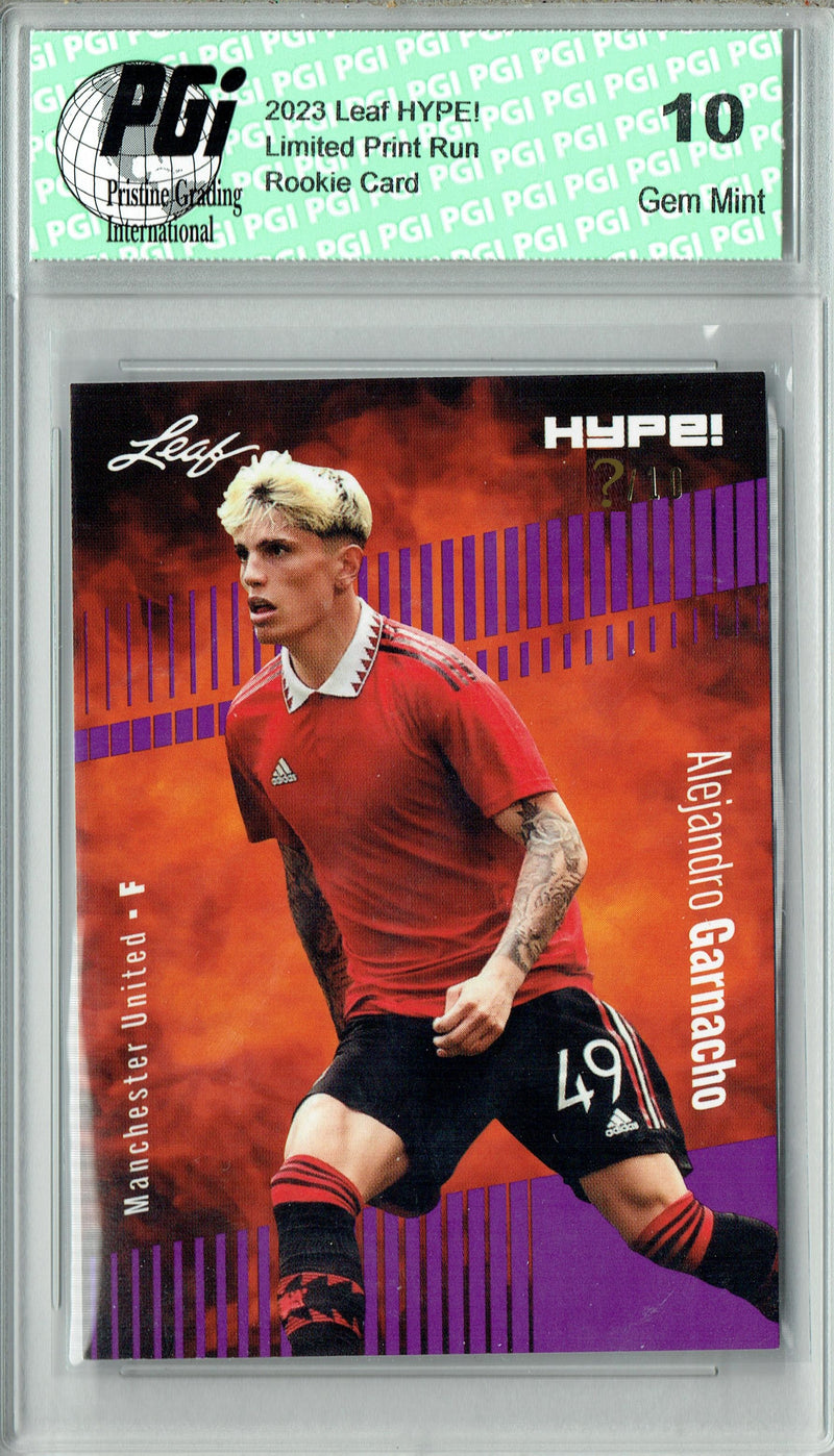 Certified Mint+ Alejandro Garnacho 2023 Leaf HYPE #99 Purple SP, Just 10 Made Rookie Card Manchester United