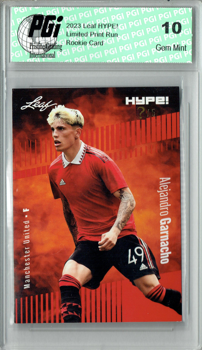 Alejandro Garnacho 2023 Leaf HYPE! #99 Red SP, Just 5 Made Rookie Card PGI 10