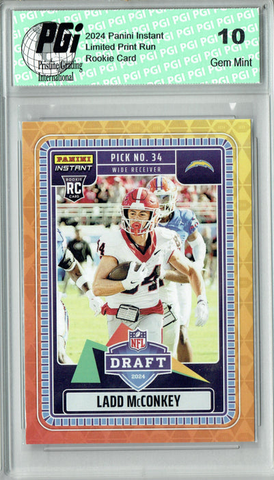 Ladd McConkey 2024 Panini Instant #NFLDN-20 Draft Night Rookie Card PGI 10