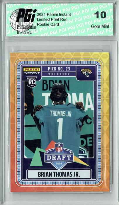 Brian Thomas Jr. 2024 Panini Instant #NFLDN-8 Draft Night Rookie Card PGI 10