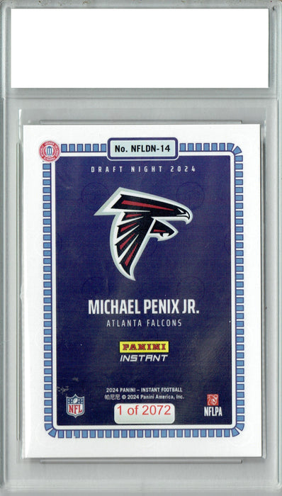 Certified Mint+ Michael Penix Jr. 2024 Panini Instant #NFLDN-14 Draft Night Rookie Card Atlanta Falcons