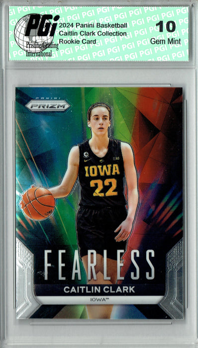 2024 Panini Caitlin Clark Collection #F2 Fearless Rainbow Prizm Rookie Card PGI 10