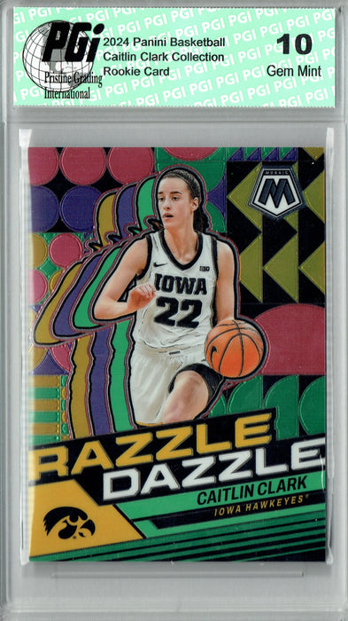 2024 Panini Caitlin Clark Collection #RD1 Razzle Dazzle Metal SP Rookie Card PGI 10