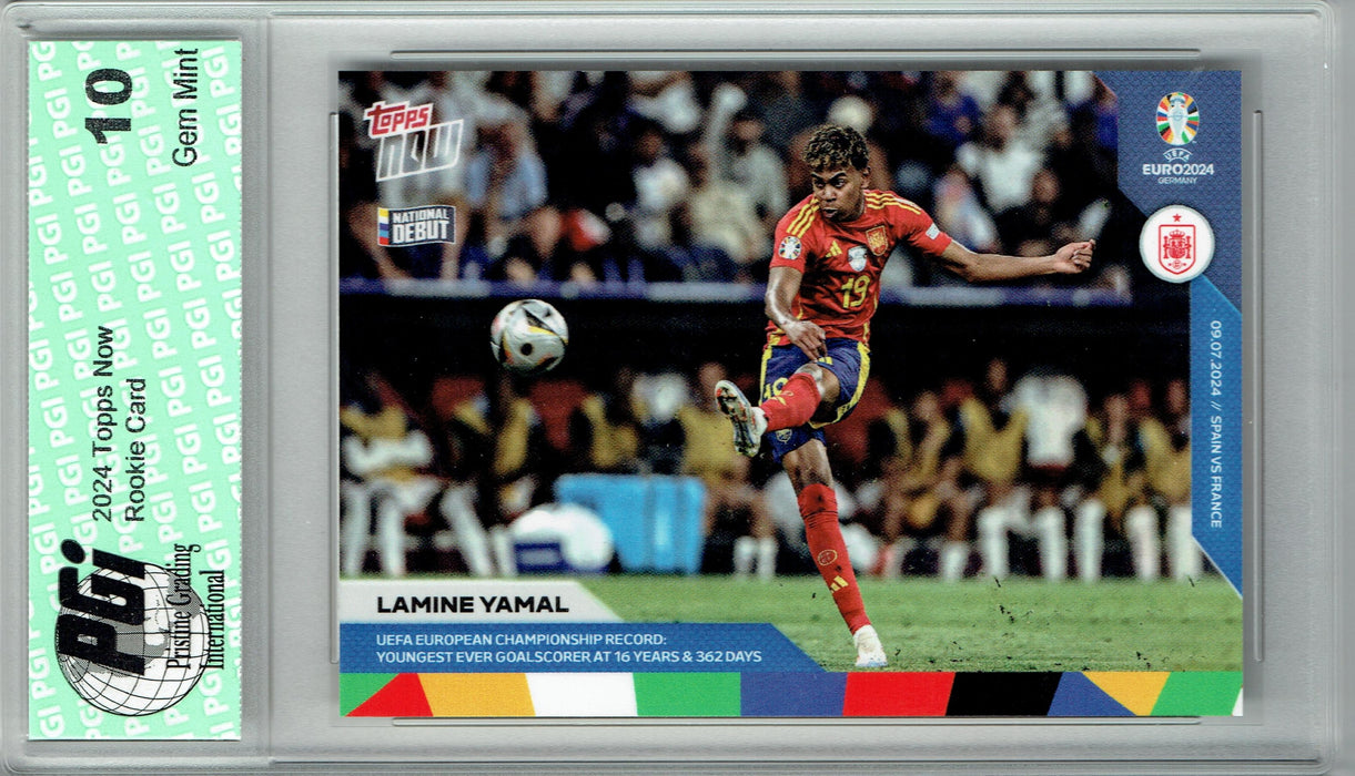 Lamine Yamal 2024 Topps Now #54 Youngest Euro Goalscorer! Rookie Card PGI 10