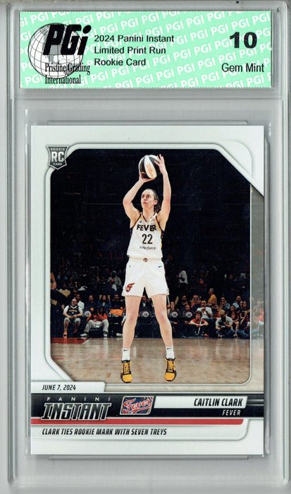 Caitlin Clark 2024 Panini Instant #53 Seven Treys, 1/2569 Rookie Card PGI 10