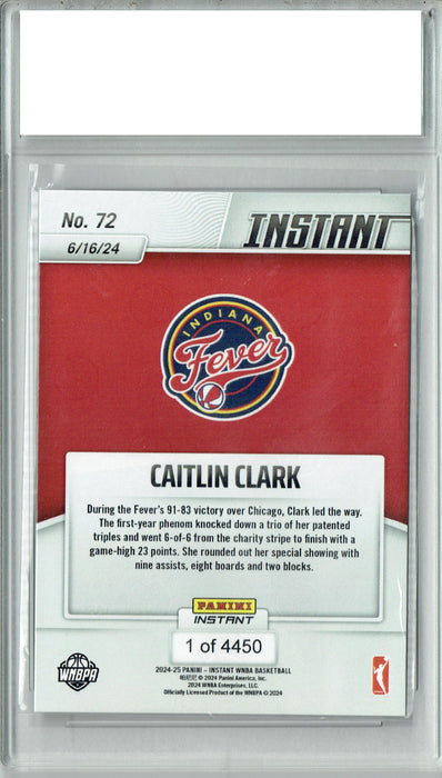 Caitlin Clark 2024 Panini Instant #72 1 of 4,450 Made 23 pts Rookie Card PGI 10