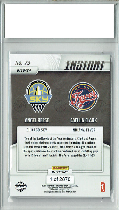 @ Caitlin Clark 2024 Panini Instant #73 Angel Reese Rookie Card PGI 10