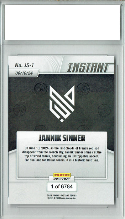 Jannik Sinner 2024 Panini Instant #JS-1 1st Rookie Card PGI 10 Italy Tennis #1