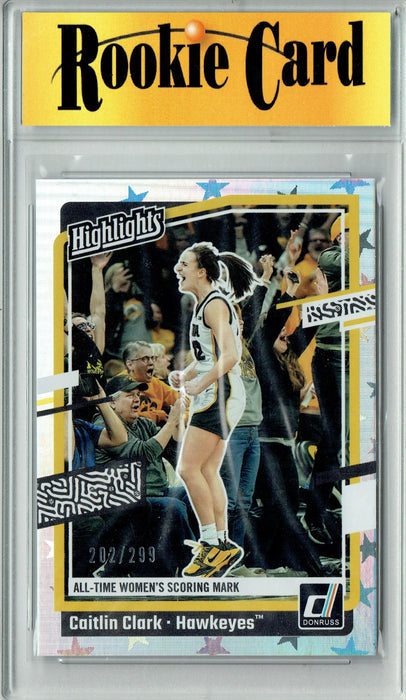 Certified Mint+ Caitlin Clark 2024 Panini America #H10 Star Foil #202/299 Rookie Card Iowa Hawkeyes