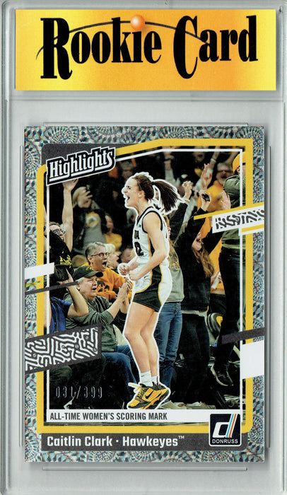 Certified Mint+ Caitlin Clark 2024 Panini America #H10 Vortex Foil #31/399 Rookie Card Iowa Hawkeyes