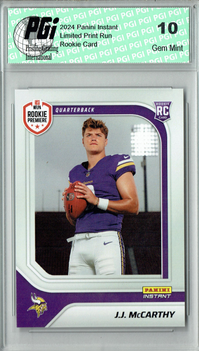 J.J. McCarthy 2024 Panini Instant #RPSFL-8 First Look Rookie Card PGI 10