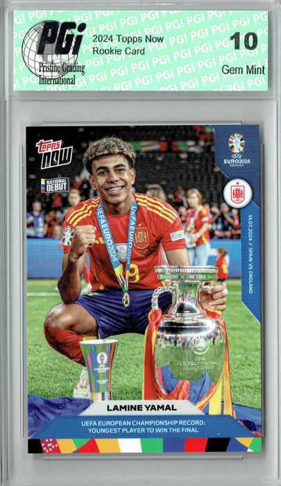 Lamine Yamal 2024 Topps Now #66 Youngest to Win Final Spain Rookie Card PGI 10
