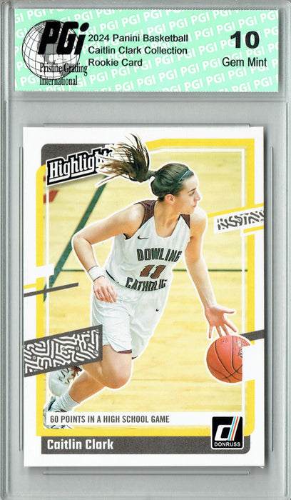 Caitlin Clark Collection 2024 Panini #H3 Donruss High School Rookie Card PGI 10