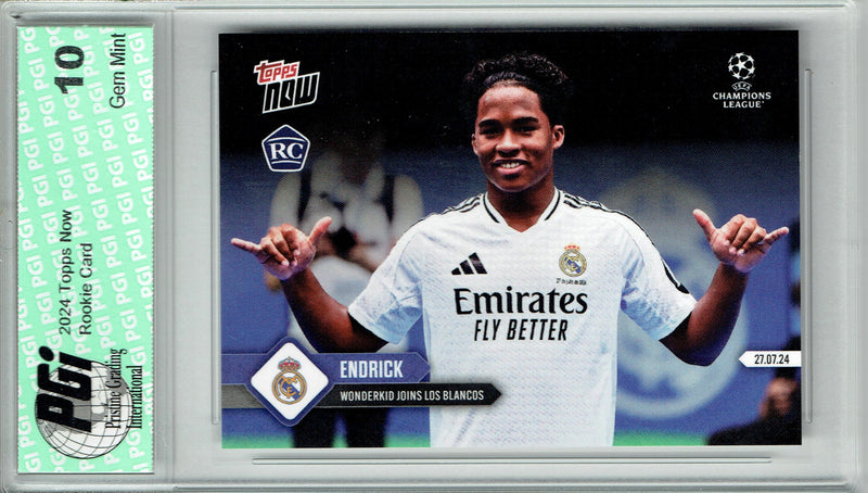 Endrick 2024 Topps Now #142 Joins Real Madrid Rookie Card PGI 10