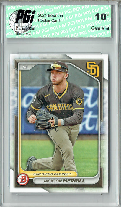 Jackson Merrill 2024 Bowman Prospects #145 San Diego Padres Rookie Card PGI 10