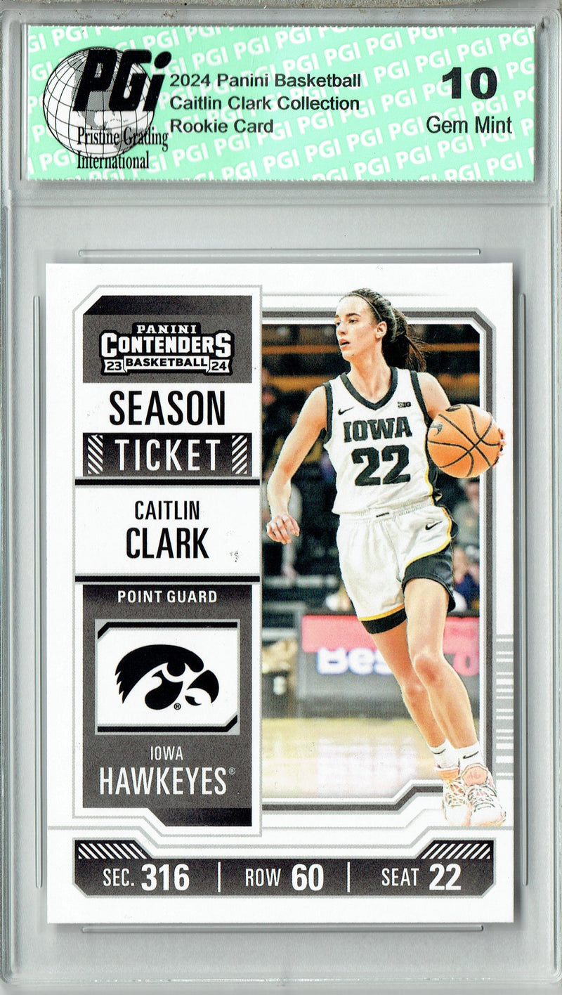 Caitlin Clark 2024 Panini Set #CC3 Contenders Season Ticket Rookie Card PGI 10