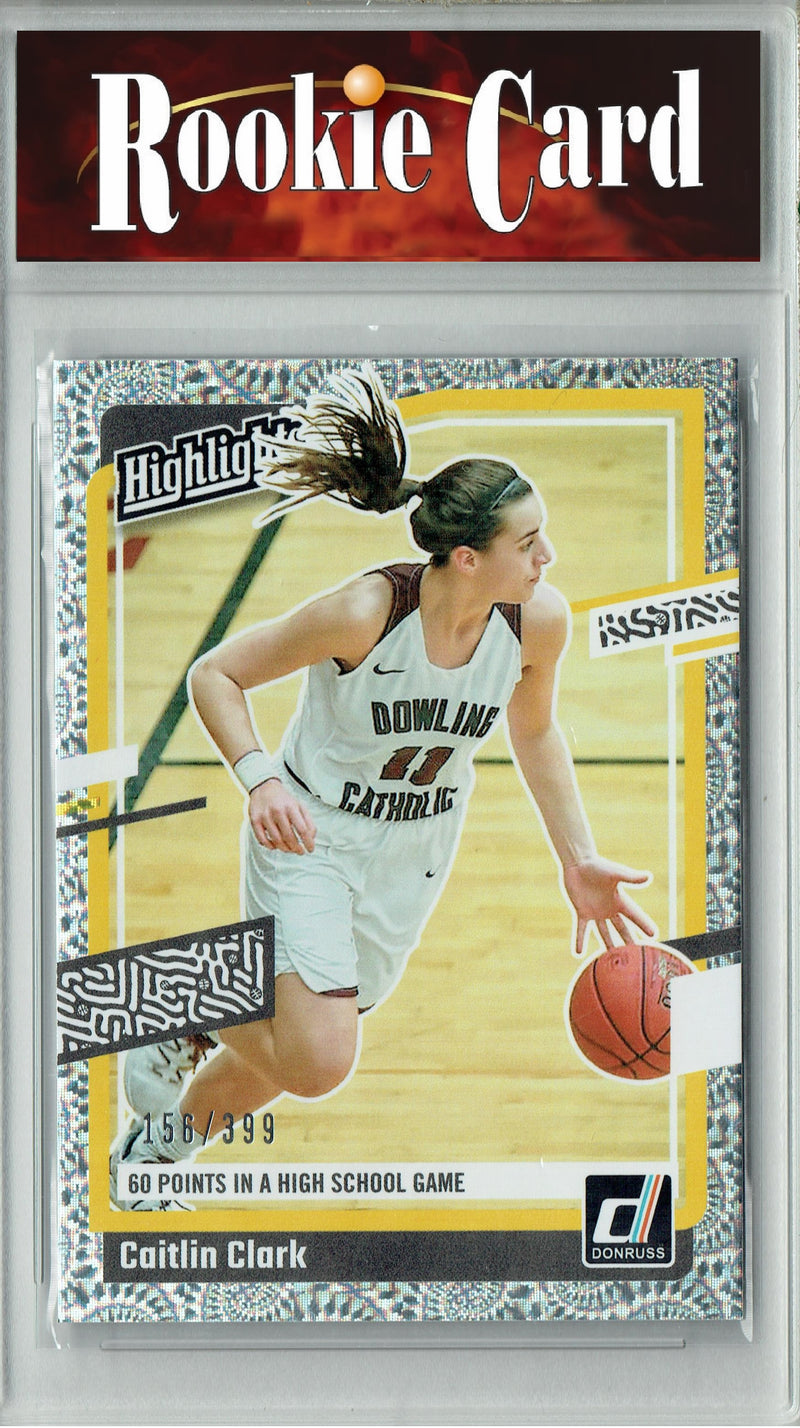 Certified Mint+ Caitlin Clark Collection 2024 Panini America #H3 Vortex Foil #156/399 Rookie Card Iowa Hawkeyes