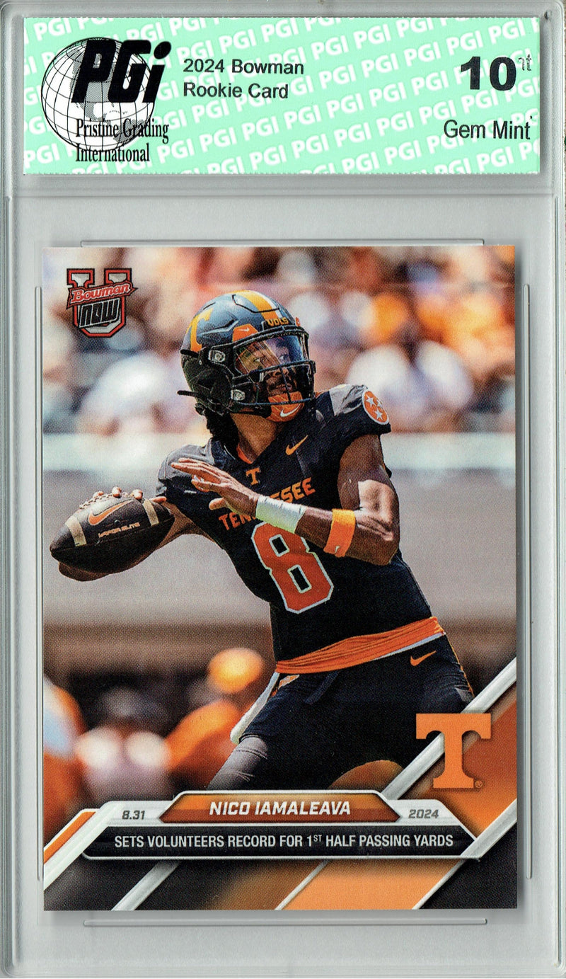 Nico Iamaleeva 2024 Bowman University Now #3 Sets Record Rookie Card PGI 10