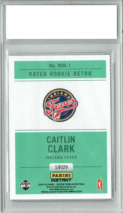 Certified Mint+ Caitlin Clark 2024 Panini Instant #RRR-1 Retro Rated Rookie Rookie Card Indiana Fever