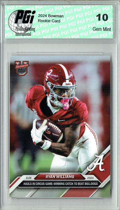 Ryan Williams 2024 Bowman University Now #19 Beats Bulldogs Rookie Card PGI 10