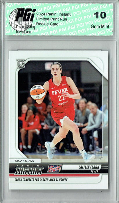 Caitlin Clark 2024 Panini Instant #191 Hits Career Hi 31 pts Rookie Card PGI 10