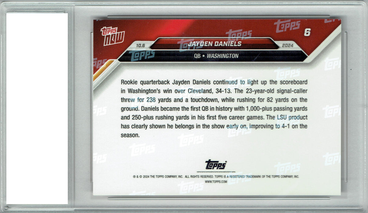 Certified Mint+ Jayden Daniels 2024 Topps Now #6 Commanders Rookie Card Washington Redskins