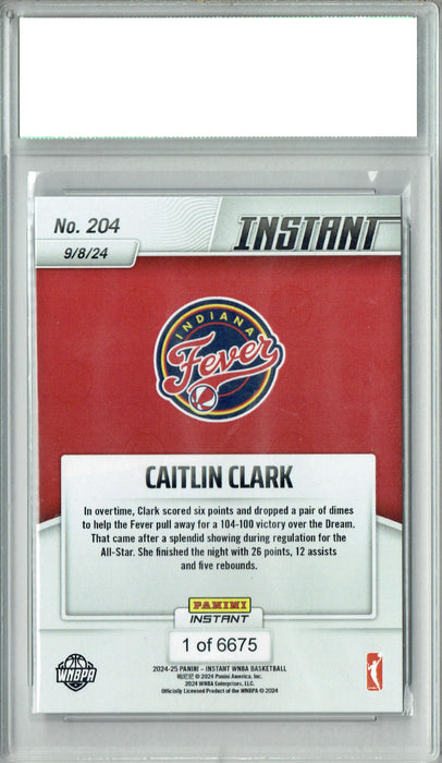 Caitlin Clark 2024 Panini Instant #204 Only 6675 Made! Rookie Card PGI 10