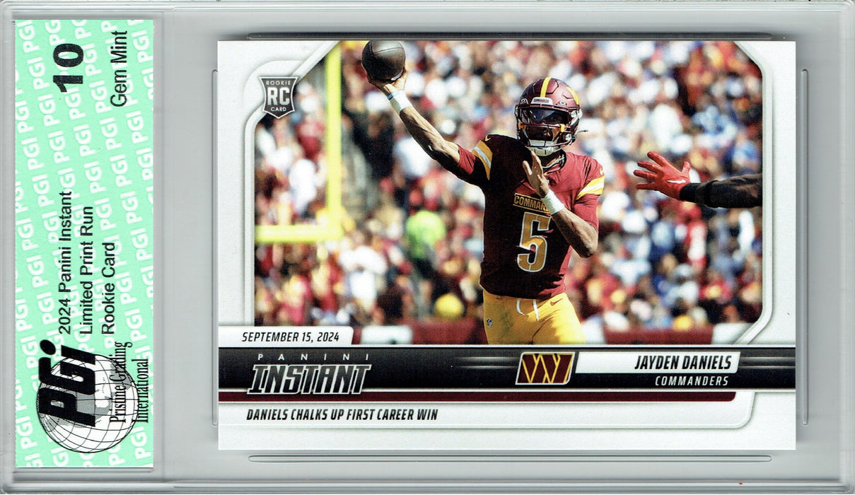 Jayden Daniels 2024 Panini Instant #40 1st Career Win! Rookie Card PGI 10