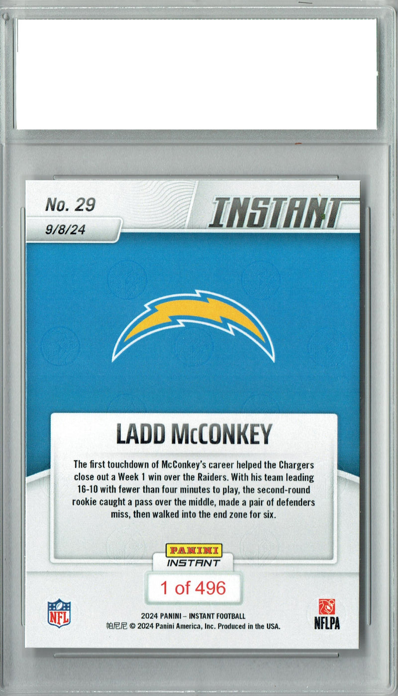 Ladd McConkey 2024 Panini Instant #29 Just 496 Made! Rookie Card PGI 10
