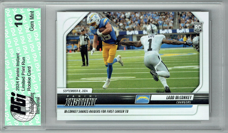 Ladd McConkey 2024 Panini Instant #29 Just 496 Made! Rookie Card PGI 10