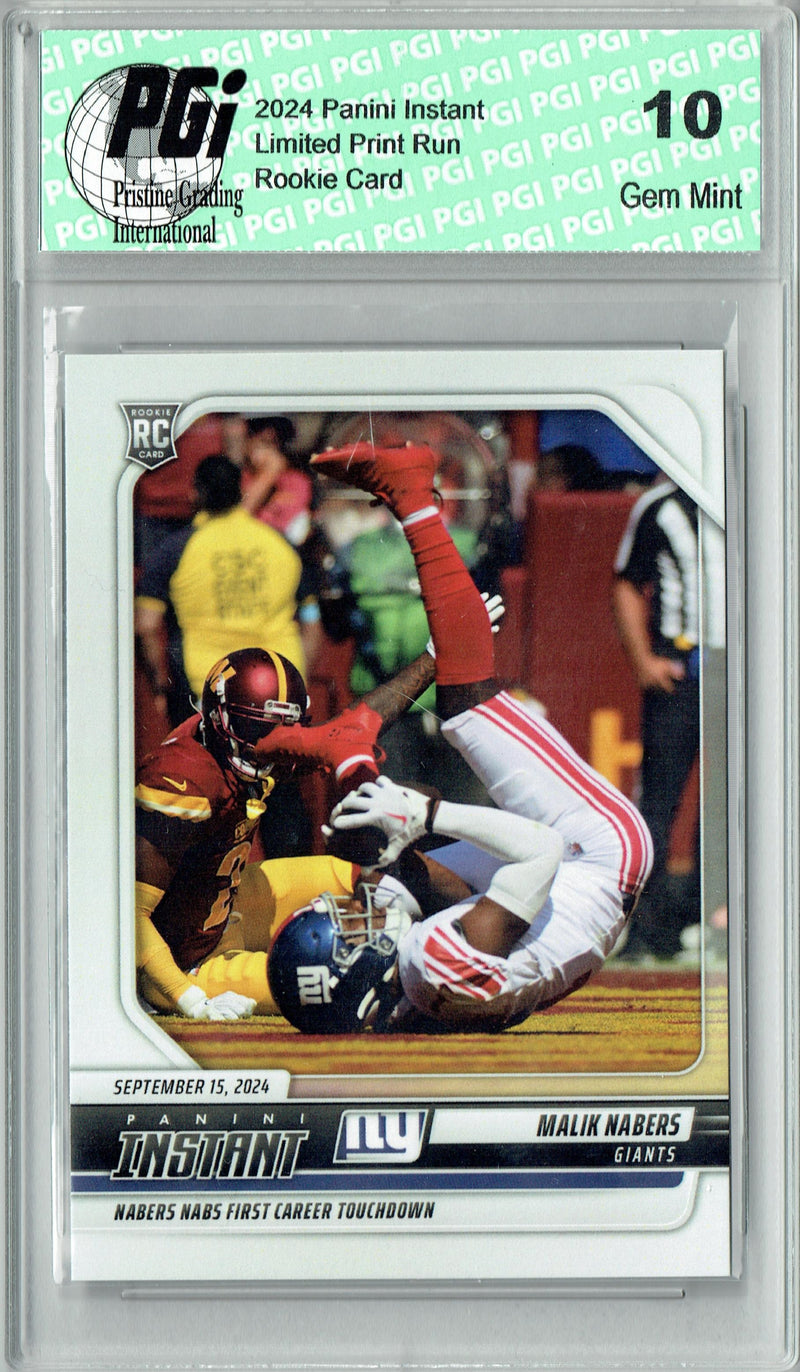 Malik Nabers 2024 Panini Instant #43 1st Career Touchdown Rookie Card PGI 10