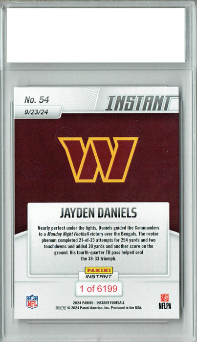 Jayden Daniels 2024 Panini Instant #54 Limited Edition Rookie Card PGI 10