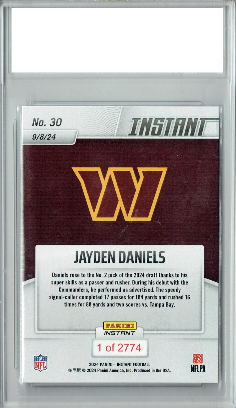 Jayden Daniels 2024 Panini Instant #30 Dazzles in Pro Debut! Rookie Card PGI 10