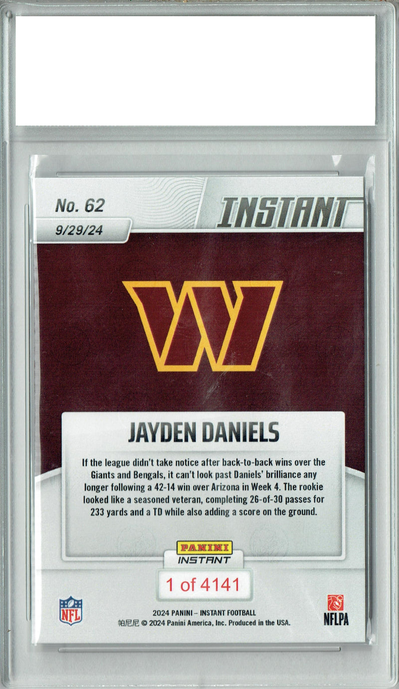 Certified Mint+ Jayden Daniels 2024 Panini Instant #62 Just 4141 Made Rookie Card Washington Commanders