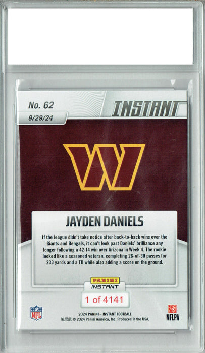 Certified Mint+ Jayden Daniels 2024 Panini Instant #62 Just 4141 Made! Rookie Card Washington Commanders