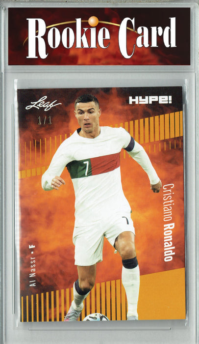 Certified Mint+ Cristiano Ronaldo 2023 Leaf HYPE! #110a Gold Blank Back #1/1 Trading Card