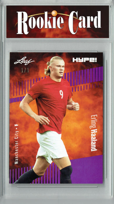 Certified Mint+ Erling Haaland 2023 Leaf HYPE! #118 Purple Blank Back #1/1 Rare Trading Card