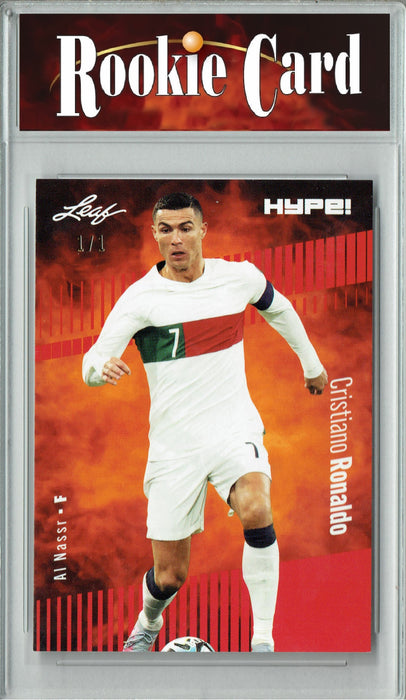 Certified Mint+ Cristiano Ronaldo 2023 Leaf HYPE! #110a Red Blank Back #1/1 Trading Card