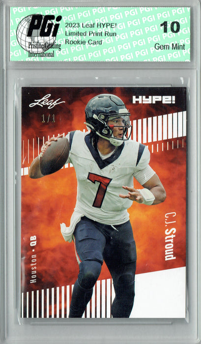 C.J. Stroud 2023 Leaf HYPE! #106A White Blank Back #1/1 Rookie Card PGI 10