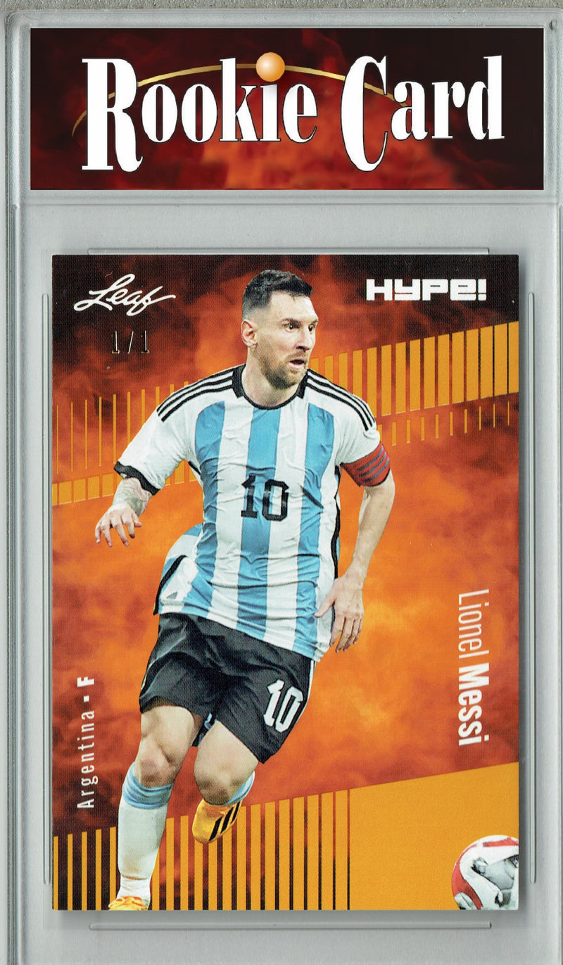 Certified Mint+ Lionel Messi 2023 Leaf HYPE #130 Gold Blank Back #1/1 Rare Trading Card Argentina