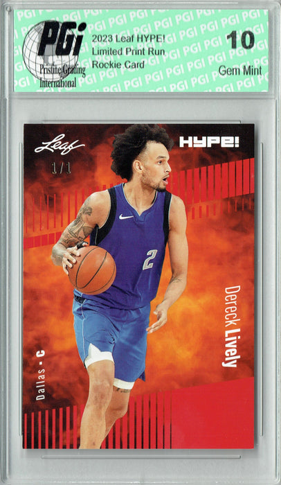 Dereck Lively 2023 Leaf HYPE! #112 Orange Blank Back #1/1 Rookie Card PGI 10