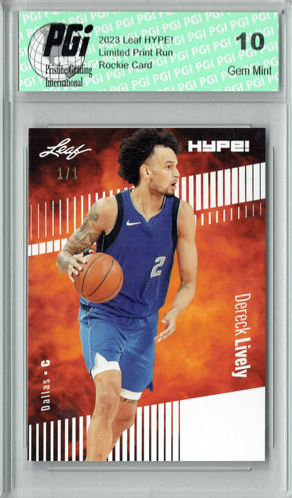 Dereck Lively 2023 Leaf HYPE! #112 White Blank Back #1/1 Rookie Card PGI 10