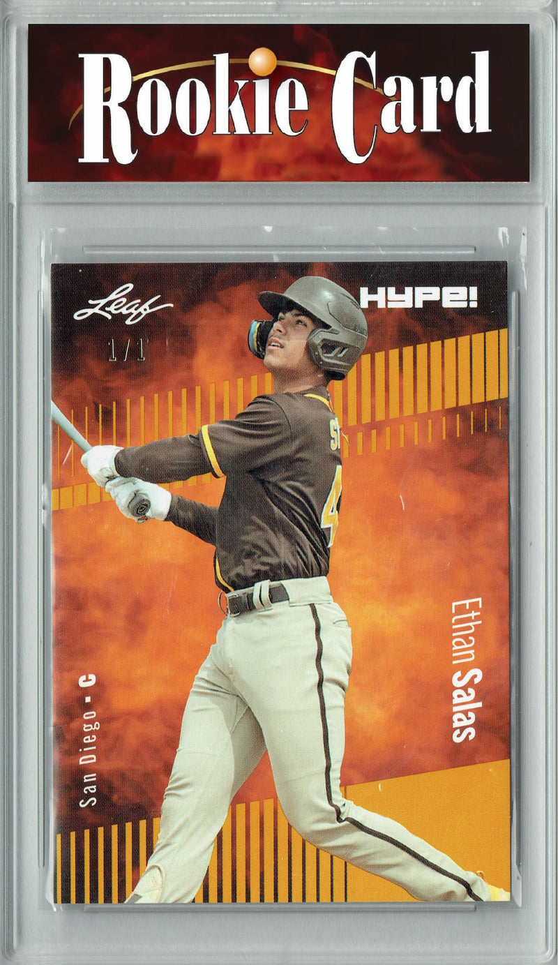 Certified Mint+ Ethan Salas 2023 Leaf HYPE #119 Gold Blank Back #1/1 Rookie Card San Diego Padres