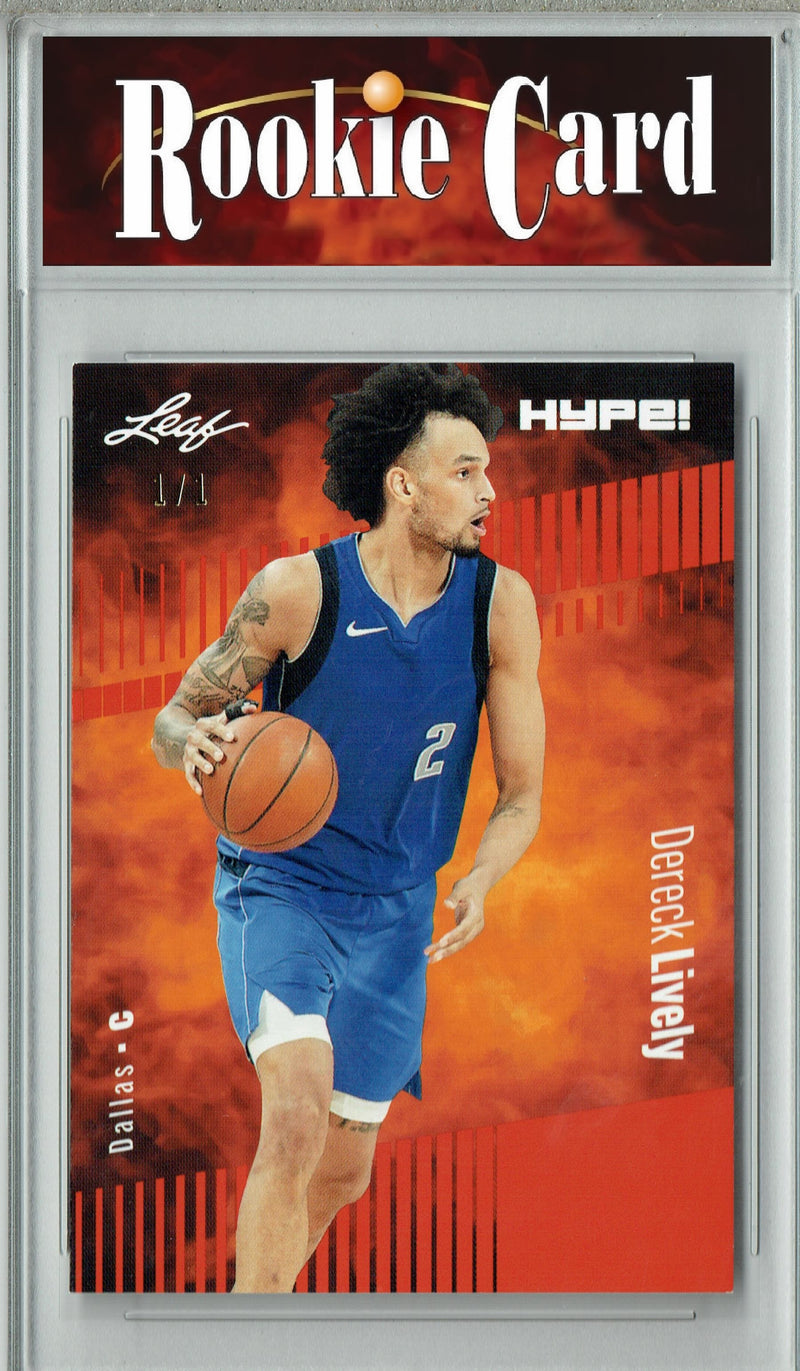 Certified Mint+ Dereck Lively 2023 Leaf HYPE #112 Red Blank Back #1/1 Rookie Card Dallas Mavericks
