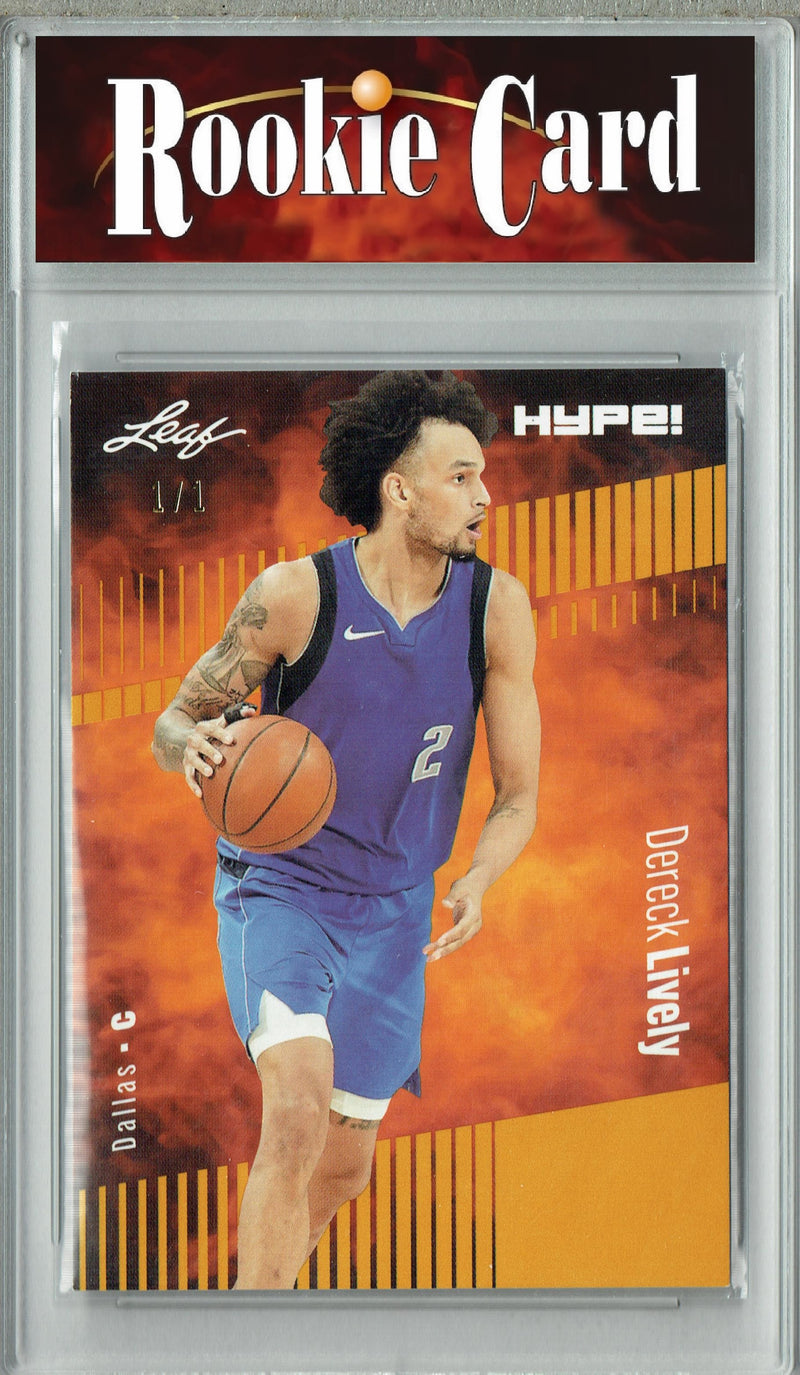 Certified Mint+ Dereck Lively 2023 Leaf HYPE #112 Gold Blank Back #1/1 Rookie Card Dallas Mavericks