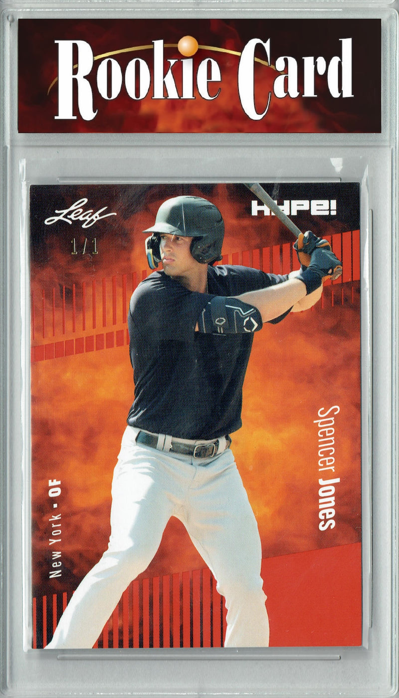 Certified Mint+ Spencer Jones 2023 Leaf HYPE #136A Red Blank Back #1/1 Rookie Card New York Yankees