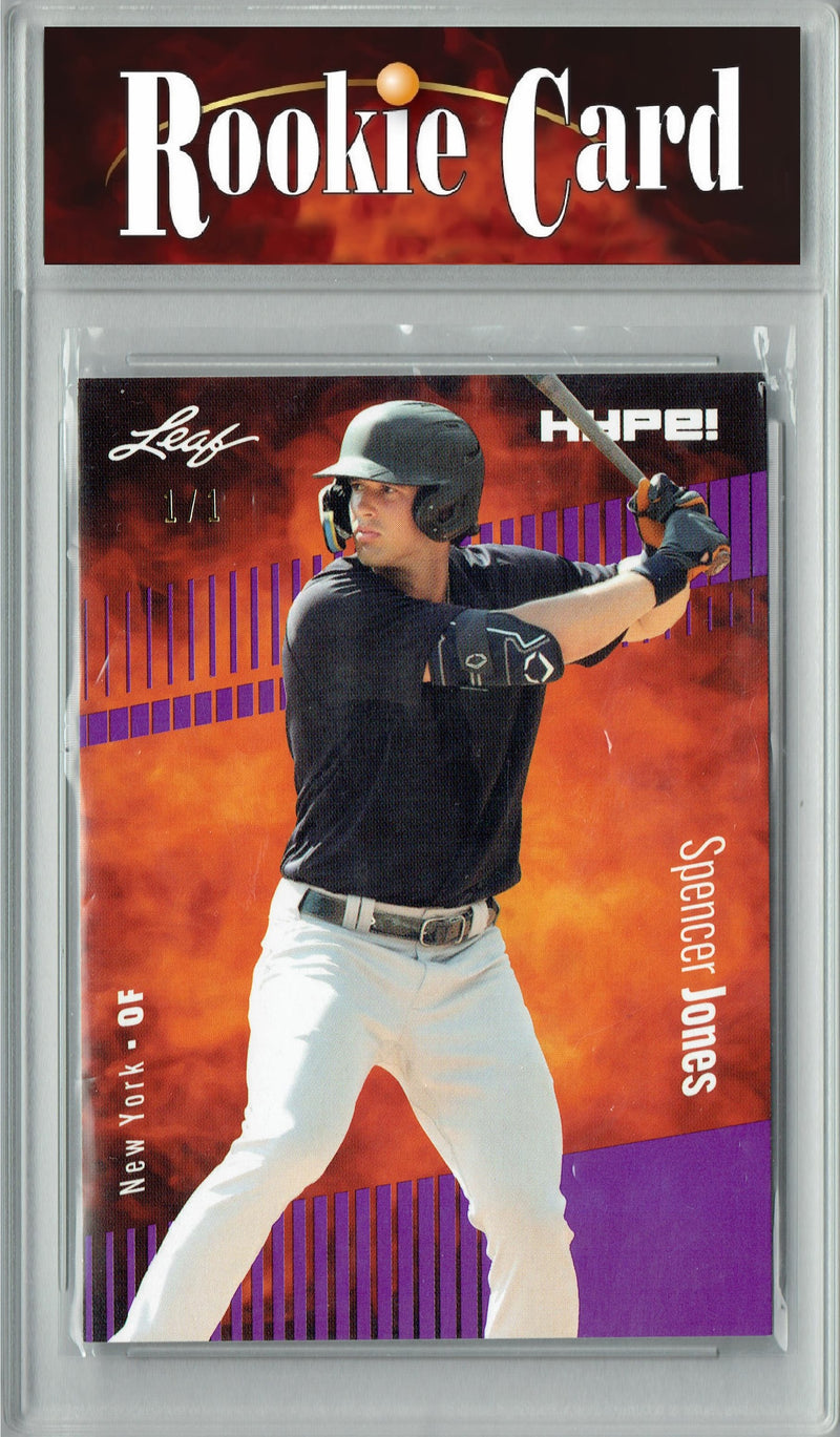 Certified Mint+ Spencer Jones 2023 Leaf HYPE #136A Purple Blank Back #1/1 Rookie Card New York Yankees