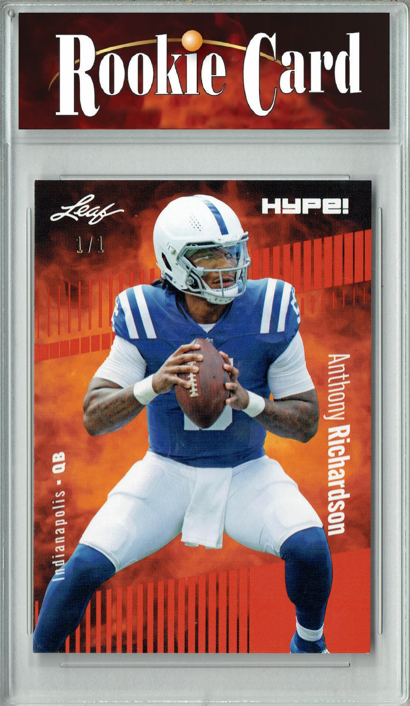 Anthony Richardson Rookie Card Indianapolis Football Trading Card 2023 Leaf HYPE! #100A Red Blank Back 1/1  Certified Mint+